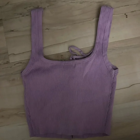Y2K PURPLE LACE UP CROP TOP S - Picture 3 of 3